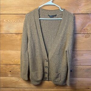 BCBG Maxazria Brown Knit Long Sleeve Button Down Cardigan Sweater Women M VINTGE